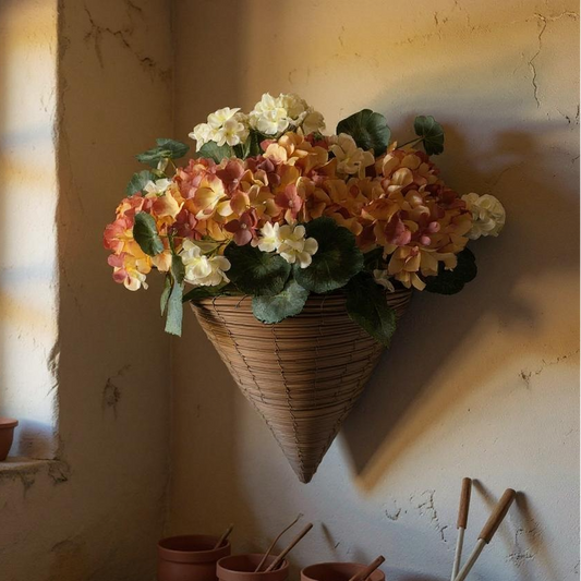 Slate faux rattan door basket ~ Hydrangea & Geranium's