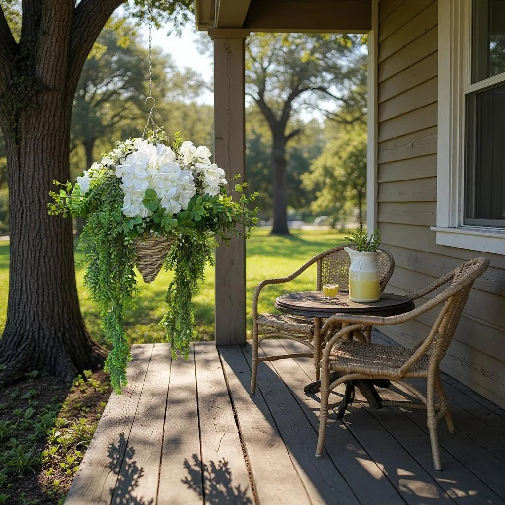 Pair of Elegant Cone Hanging Baskets ~ Hydrangeas & Eucalyptus