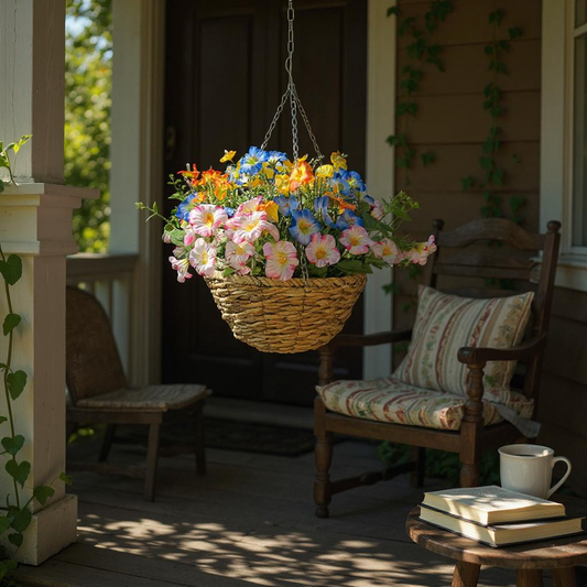 Multicoloured Petunia Hanging Basket